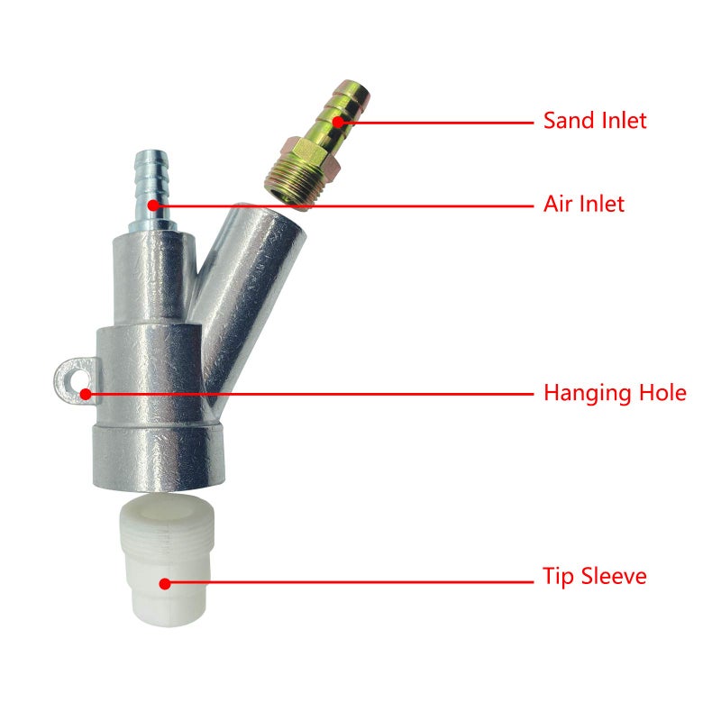 HOLDWIN Sand Blaster Gun Boron Carbide Nozzle Air Sandblaster Gun Kits Stainless Steel Spray Gun Sandblasting Gun Rust Dust Remove (35 * 20 * 8mm Tip) - Image 5